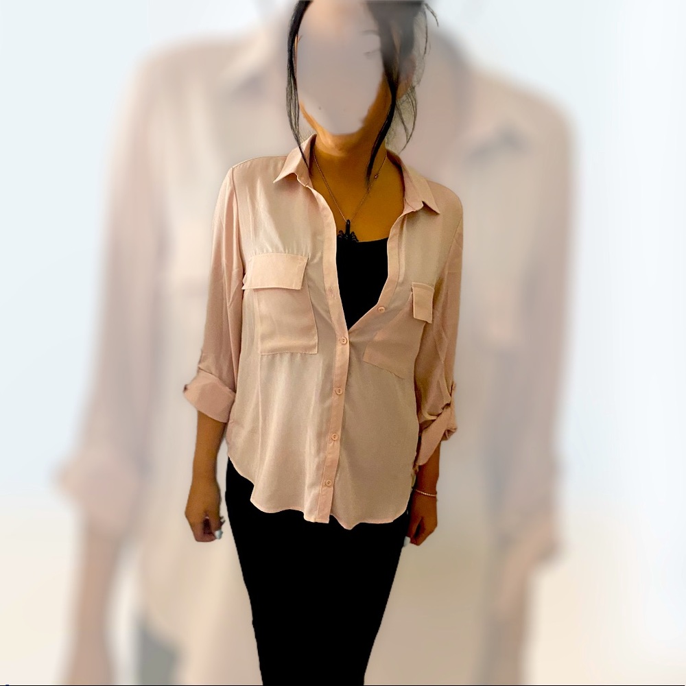 Timing long sleeve button up blouse
